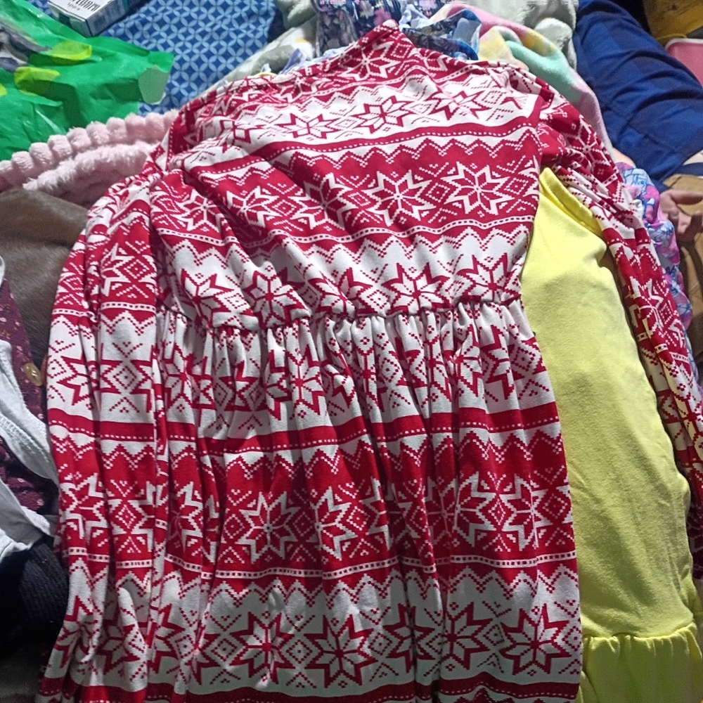 Red and White Fair Isle Holiday Dress